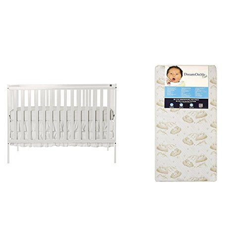 Dream On Me Synergy 5-in-1 Convertible, Crib + Mattress, White