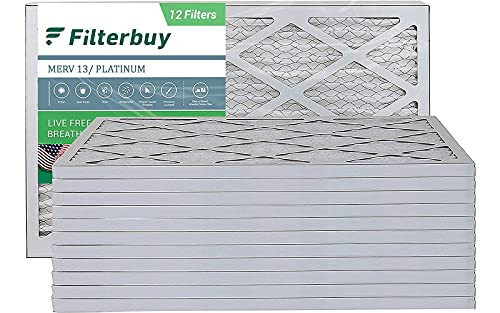 FilterBuy 12x36x1 Air Filter MERV 13, Pleated HVAC AC Furnace Filters (12-Pack, Platinum)