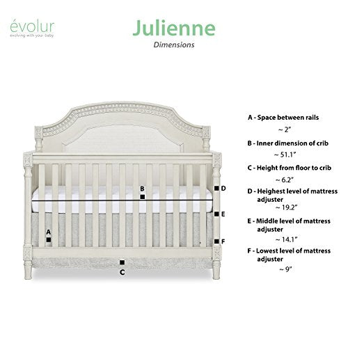 Evolur Julienne 5 in 1 Convertible Crib in Cloud