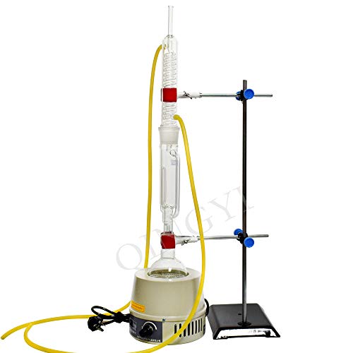 10Pcs Laboratory Soxhlet Extractor 250-1000ml Glass Serpentine Fat Extractor with Electric Heating Mantle Graham Condenser Glass Extraction Device Glassware Distilling Apparatus (500ml)