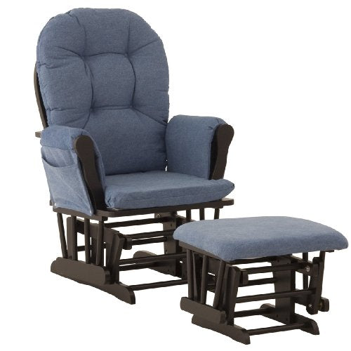 Storkcraft Hoop Glider and Ottoman, Black/Denim