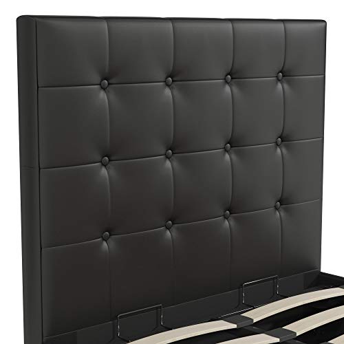 DHP Cambridge Bed w Storage, Twin Size, Black Faux Leather Upholstered