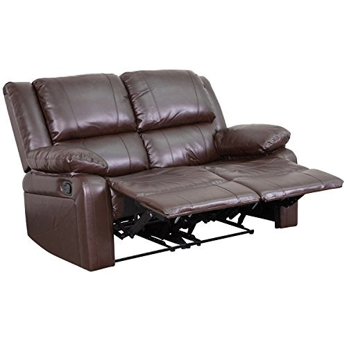 Flash Furniture Harmony Series Brown Leather Loveseat with Two Built-In Recliners