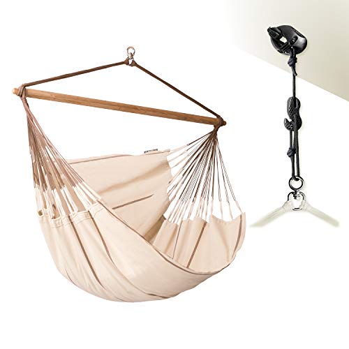 LA SIESTA Habana Nougat - Organic Cotton Kingsize Hammock Chair with CasaMount Suspension Kit