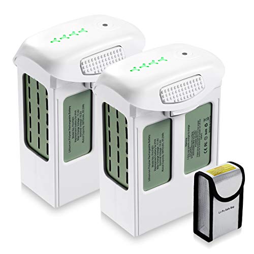Powerextra High Capacity 2-Pack Phantom 4 LiPo Flight Battery + Battery Safe Bag Replacement for DJI Phantom 4, Phantom 4 Pro, Phantom 4 Pro V2.0, Phantom 4 Advanced Drone