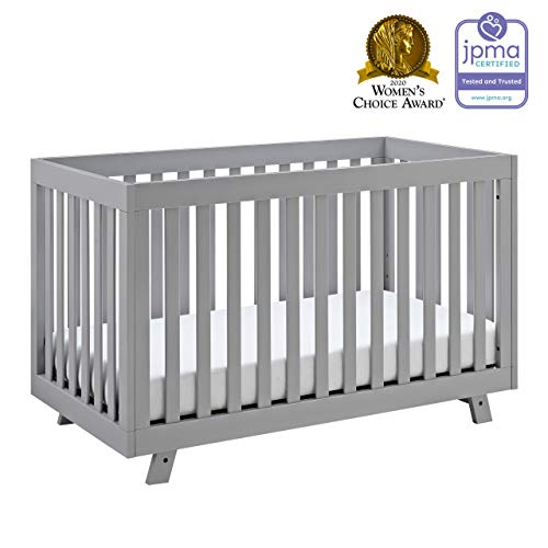 Storkcraft Beckett 3-in-1 Convertible Crib Pebble Gray, Fixed Side Crib, Solid Pine and Wood Product Construction, Converts to Toddler Bed Day Bed or Full Bed (Mattress Not Included)