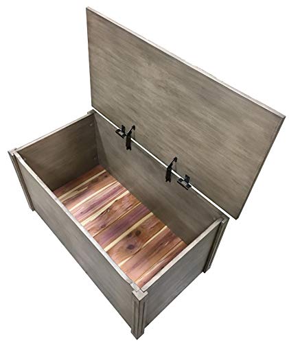 Large Gray Wooden Toy Box and Blanket Chest - All Wood - Optional Cedar Base (Cedar Base)