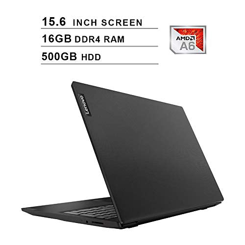 Lenovo IdeaPad S145 Newest 15.6 Inch Premium Laptop, AMD APU A6-9225 up to 2.7GHz, AMD Radeon R4, 16GB DDR4 RAM, 500GB HDD, WiFi, Bluetooth, HDMI, Webcam, Windows 10, Black