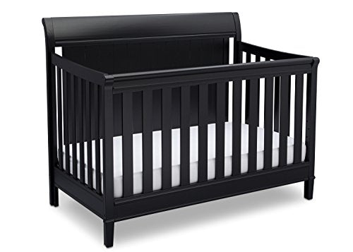 Delta Children New Haven 4-in-1 Convertible Crib, Charcoal Grey with Twinkle Stars Crib & Toddler Mattress