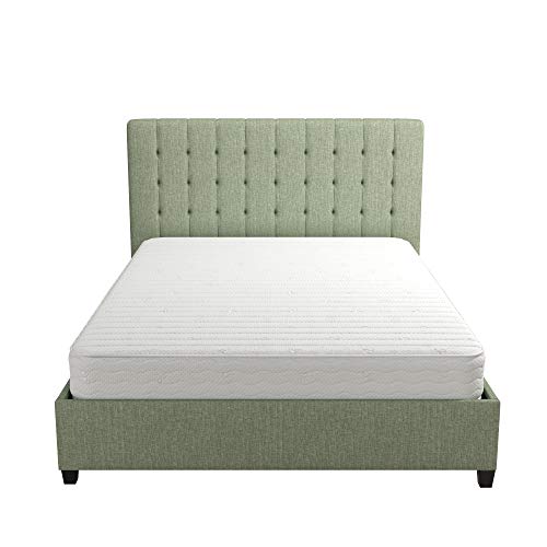 DHP Emily, Light Green Linen, Full Frame Upholstered Beds,