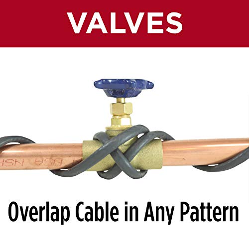 Heat Cable for Pipe Freeze Protection, 100 feet, with Built-in Thermostat and 16 Feet of High-Temp Installation Tape, Heavy-Duty, Self-Regulating, 120 volt
