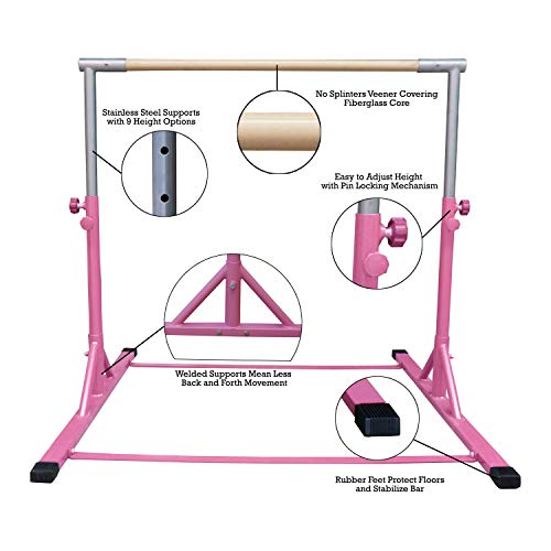 Z ATHLETIC Kip Bar, Gym Mat and Attachable Beam for Gymnastics (4ft x 6ft x 2in, Pink)