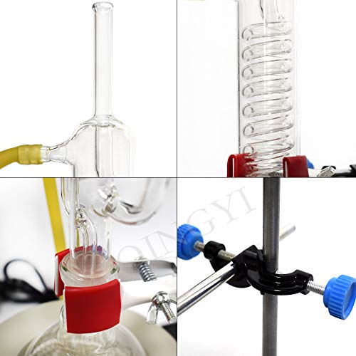 10Pcs Laboratory Soxhlet Extractor 250-1000ml Glass Serpentine Fat Extractor with Electric Heating Mantle Graham Condenser Glass Extraction Device Glassware Distilling Apparatus (500ml)