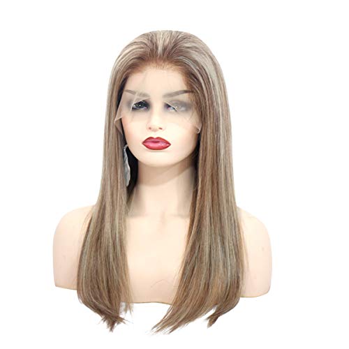 Lace Front Wig 20 Inch #6 Ash Brown Highlighted with Colored #613 Blonde Real Human Hair Wigs Pre Plucked Silky Straight Lace Frontal Wig