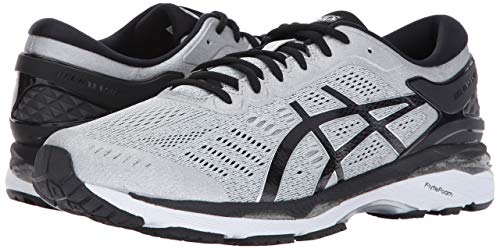 ASICS Men's Gel-Kayano 24 Running Shoe, Silver/Black/Mid Grey, 13 2E US