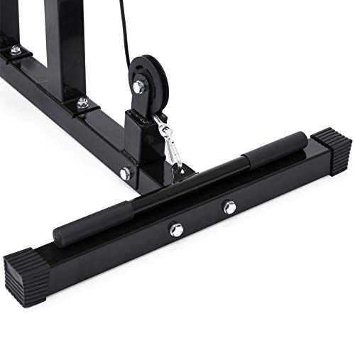 2-in-1 Low Row And Lat Pull Down Cable Exercise Machine With Rubber Hand Grips And Foam Knee Bars Upper Lower Pulley System Ideal For Light Institutional And Home Gym Use Body-building Fitness Workout