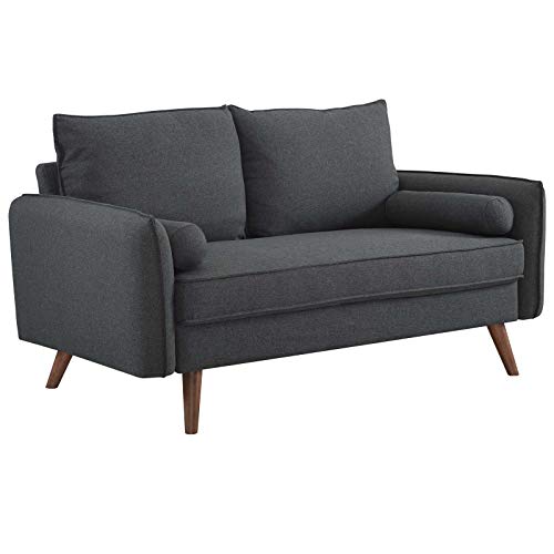 Modway Revive Contemporary Modern Fabric Upholstered Loveseat In Gray