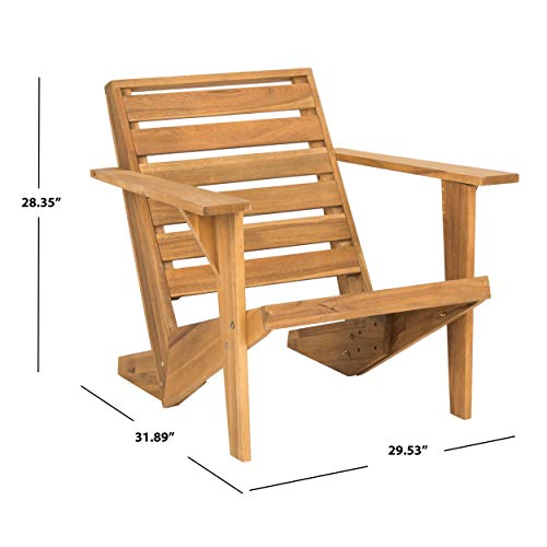 Safavieh PAT6746A Outdoor Collection Lanty Teak Adirondack Side Chair, Natural