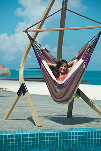 LA SIESTA Domingo Plum - Weather-Resistant Outdoor Kingsize Hammock Chair with FSC Certified Spruce Stand