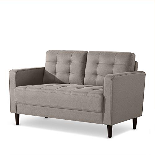 Zinus Benton Mid-Century Upholstered 52.8 Inch Sofa Couch / Loveseat, Stone Grey Weave