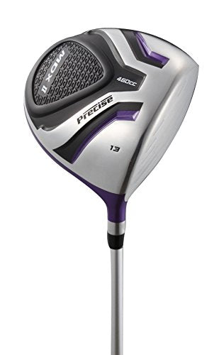 Precise Premium Ladies Womens Complete Golf Clubs Set Includes Driver, Fairway, Hybrid, S.S. 5-PW Irons, Putter, Stand Bag, 3 H/C's (Purple, Left Hand)