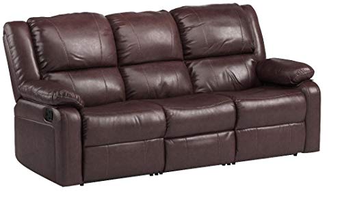 Flash Furniture Harmony Series Brown Leather Sofa with Two Built-In Recliners