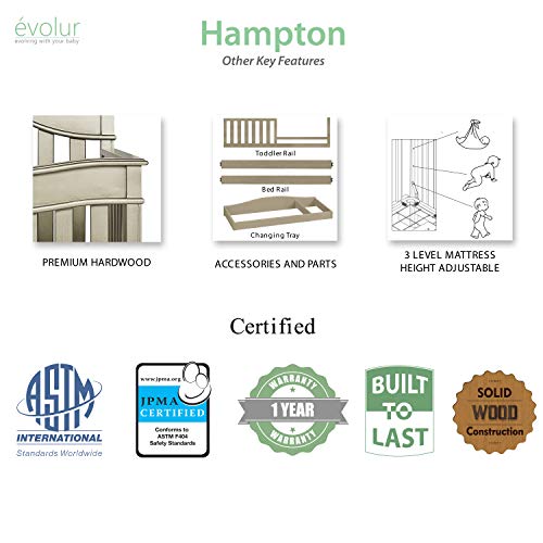 Evolur Hampton/ Parkland 5 in 1 LifeStyle Convertible Crib