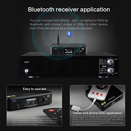 Topping D50s Hi-Res Audio DAC Bluetooth 5.0 Decoder 768Khz LDAC Version OPA1612 USB Opt Coax Input W/ Remote