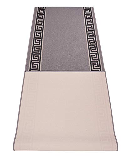 RugStylesOnline Custom Runner Meander Roll Runner 26 Inch Wide x Your Length Size Choice Slip Skid Resistant Rubber Back 5 Color Options (Grey, 40 ft x 26 in)