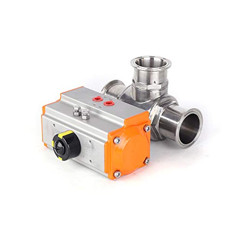 (1", 1.5", 2") Stainless Steel 304 Sanitary Three Way T-Port Tri-Clamp Pneumatic Ball Valve Working Pressure: 0-1.6 MPa / 232 psi (2")