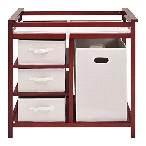 Costzon Baby Changing Table Basket Hamper Infant Diaper Nursery Station (Wine)