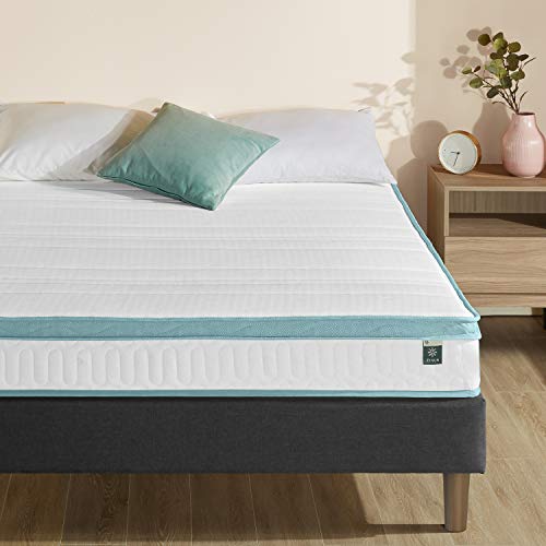 Zinus 8 Inch Mint Green Memory Foam Hybrid Spring Mattress, Twin