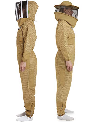 NATURAL APIARY - Zephyros Protect - Ventilated Beekeeping Suit – Total Protection for Professionals and Beginners - X Large - Khaki