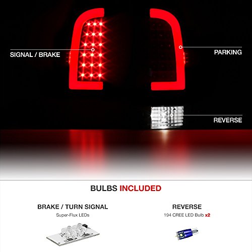 [CREE LED Reverse Bulbs] VIPMOTOZ Neon Tube LED Tail Light Lamp Assembly For 2005-2015 Toyota Tacoma - Matte Black Housing, Driver and Passenger Side