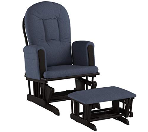 Storkcraft Hoop Glider and Ottoman, Black/Denim