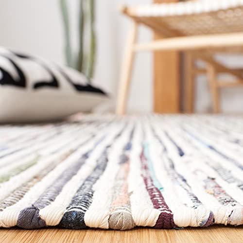 Safavieh Rag Rug Collection RAR125B Handmade Boho Stripe Cotton Area Rug, 6' x 9', Ivory / Multi