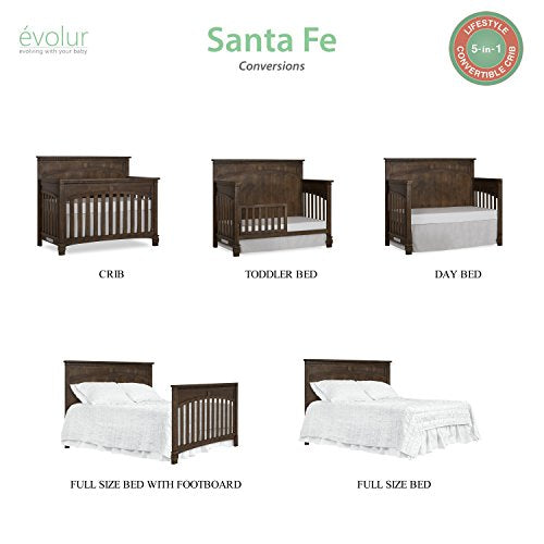 Evolur Santa Fe 5-in-1 Convertible Crib, Distress White