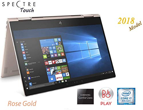 2018 HP Spectre Touch x360 13t-ae00 Rose Gold Convertible 8th Gen Quad Core Intel i7 up to 4.0GHz 16GB 360GB SSD 13.3in FHD Gorilla Glass (Renewed)