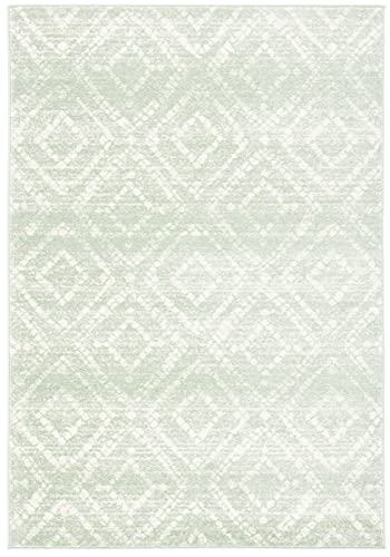 SAFAVIEH Adirondack Collection ADR131Y Modern Diamond Distressed Non-Shedding Living Room Dining Bedroom Area Rug 8' x 10' Green/Ivory