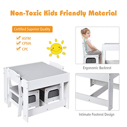 Costzon 3 in 1 Kids Activity Wood Table Sets W/ Storage Drawer Detachable Blackboard For Toddlers Kiddy Sized Furniture