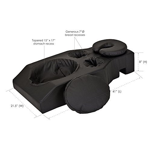 EARTHLITE Pregnancy Massage Cushion & Headrest - Full Body Pregnancy Bolster / Ideal After Breast Surgery & Lower Back Pain, Black