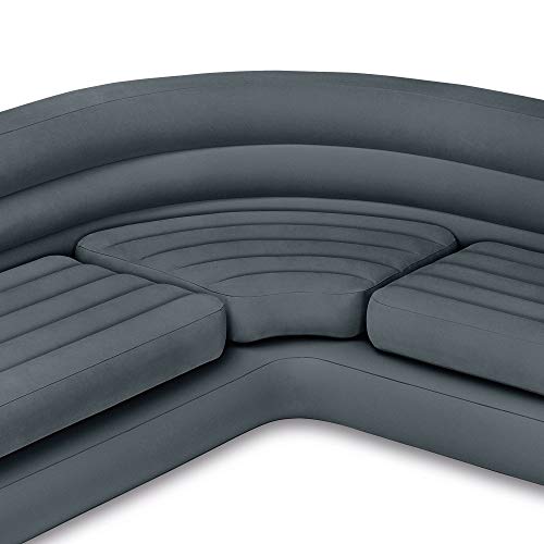 Intex Inflatable Indoor Corner Couch Sectional with Cupholders, Gray