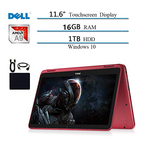 2019 Dell 11.6 inch Touchscreen Laptop AMD A9-9420e  16GB RAM, 1TB HDD Win 10 Red with Accessories