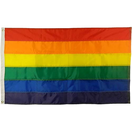 10x15' Rainbow Pride Flag, Fully Sewn Stitched Stripes, All Weather Nylon for Outdoor, Made in USA