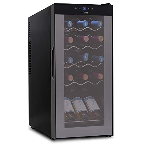 15 Bottle Wine Cooler Refrigerator White and Red Wine Fridge Chiller Countertop Wine Cooler 15 Bottle Capacity Digital Control Glass Door