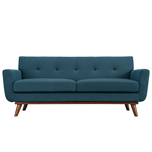 Modway Engage Mid-Century Modern Upholstered Fabric Loveseat In Azure