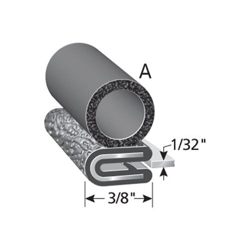 Trim-Lok Trim Seal with Side Bulb – Fits 1/32” Edge, 3/8” Bulb Seal Diameter, 100’ Length – PVC Plastic Trim with EPDM Rubber Seal, Easy to Install for Cars, Boats, RVs, Trucks, and Home Applications