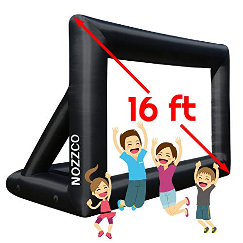 Outdoor Movie Screen – 16 FT Inflatable Projector Screen – Family Screen Tent + Printable Party Theme Movie Ticker Templates – Lightweight & Easy to Inflate – Family Pool Canvas Tent by Nozzco