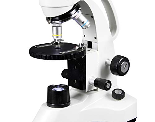 Vision Scientific VME0006-RC Monocular Compound Microscope, 10x WF Eyepiece, 40x—400x Magnification, LED Illumination, Separate Coarse & Fine Focus, Gliding Round Stage, Rechargeable Battery