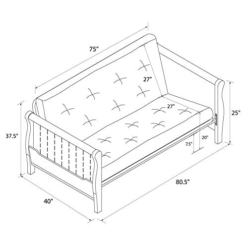 DHP Futon Wood Arms and Side Storage Mattress Sold Separately, Walnut Frame